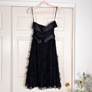 White House Black House Black Strapless Dress w/Ruffles & Bow Detailing